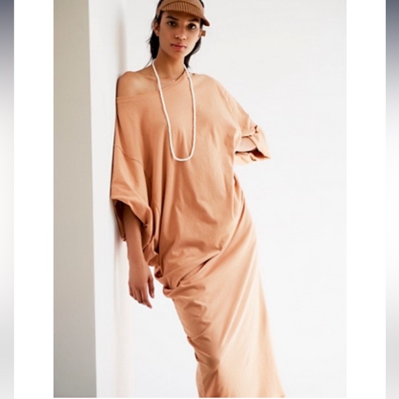 FP Beach Free People Lifestyle Maxi Dress Long Sleeve Sand Sable NWT Size XS